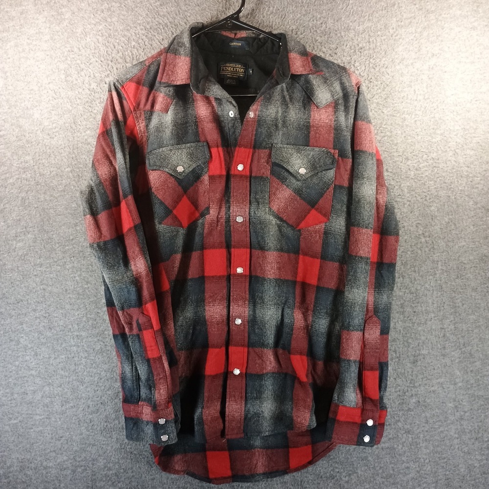 VTG Pendleton Canyon Flannel Shirt Men S Red High Grade Western Pearl Snap Wool